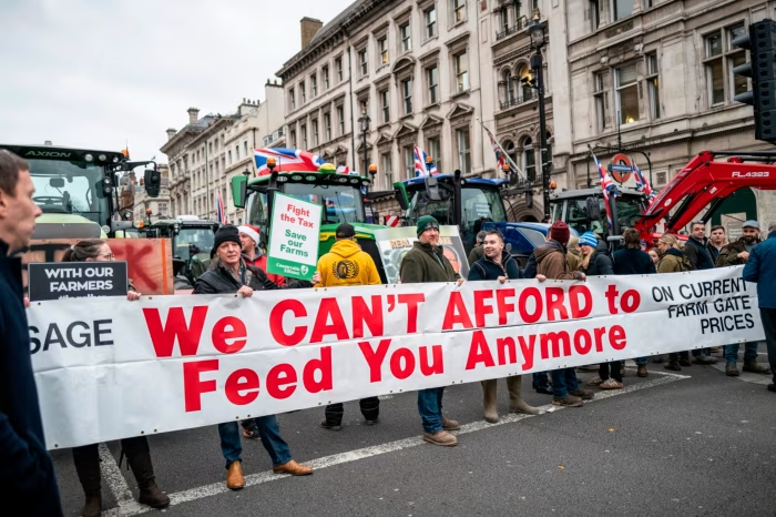 Farmers Protest New Tax Changes in the UK Budget Gather in Whitehall